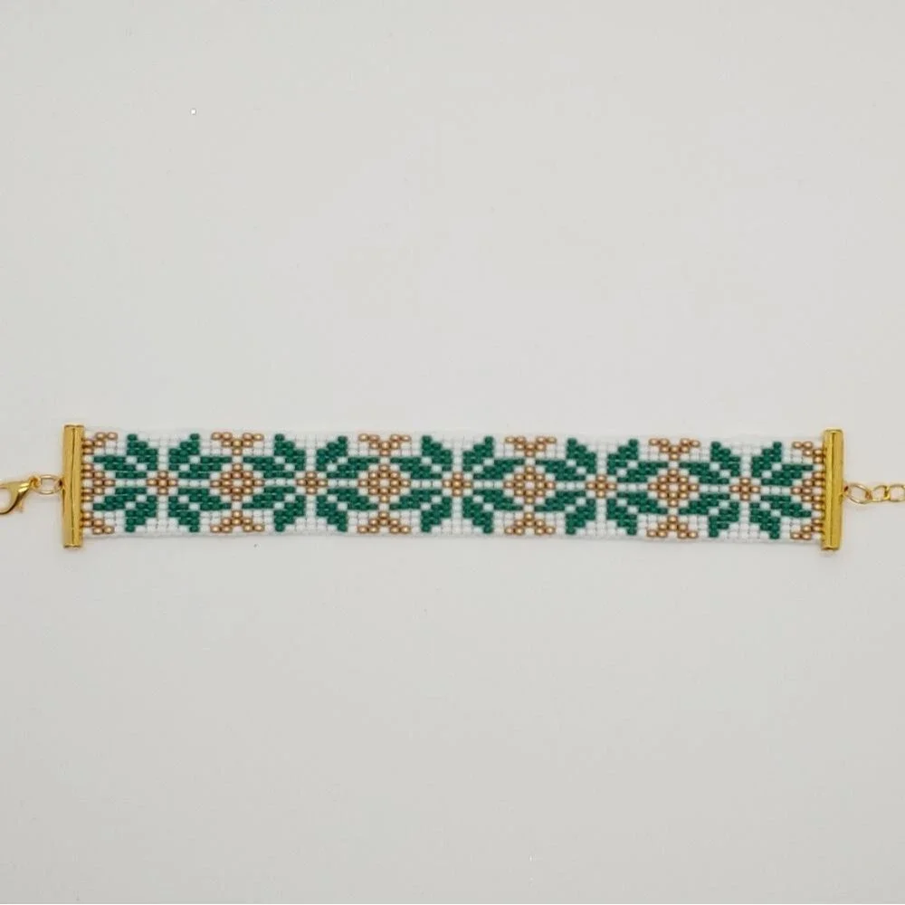 Loom Beaded Bracelet Floral Print